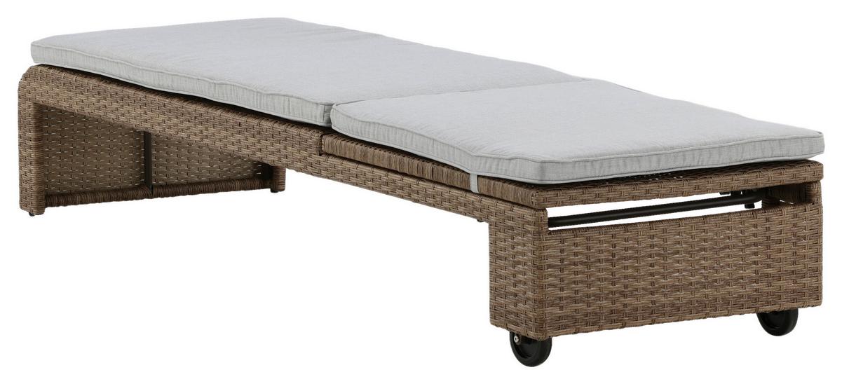Sonnenliege London - Sandfarben/Hellbraun, KONVENTIONELL, Kunststoff/Textil (60/32/196cm) - Gardenson