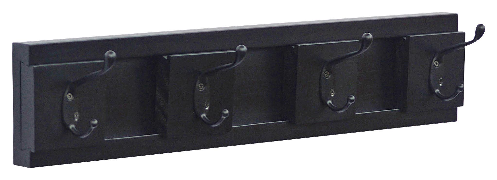 Hakenleiste Helga - Schwarz, MODERN, Holzwerkstoff/Metall (48/10/9cm)