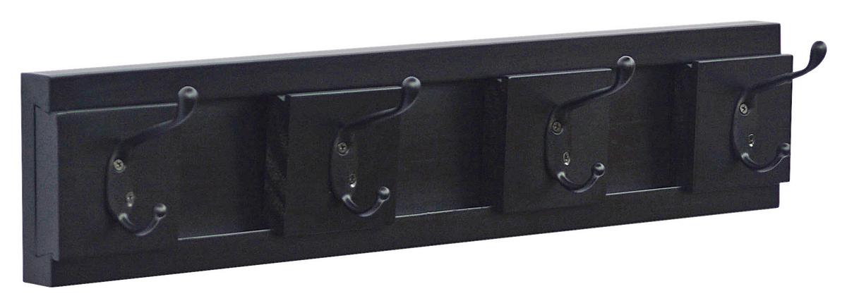 Hakenleiste Helga - Schwarz, MODERN, Holzwerkstoff/Metall (48/10/9cm)