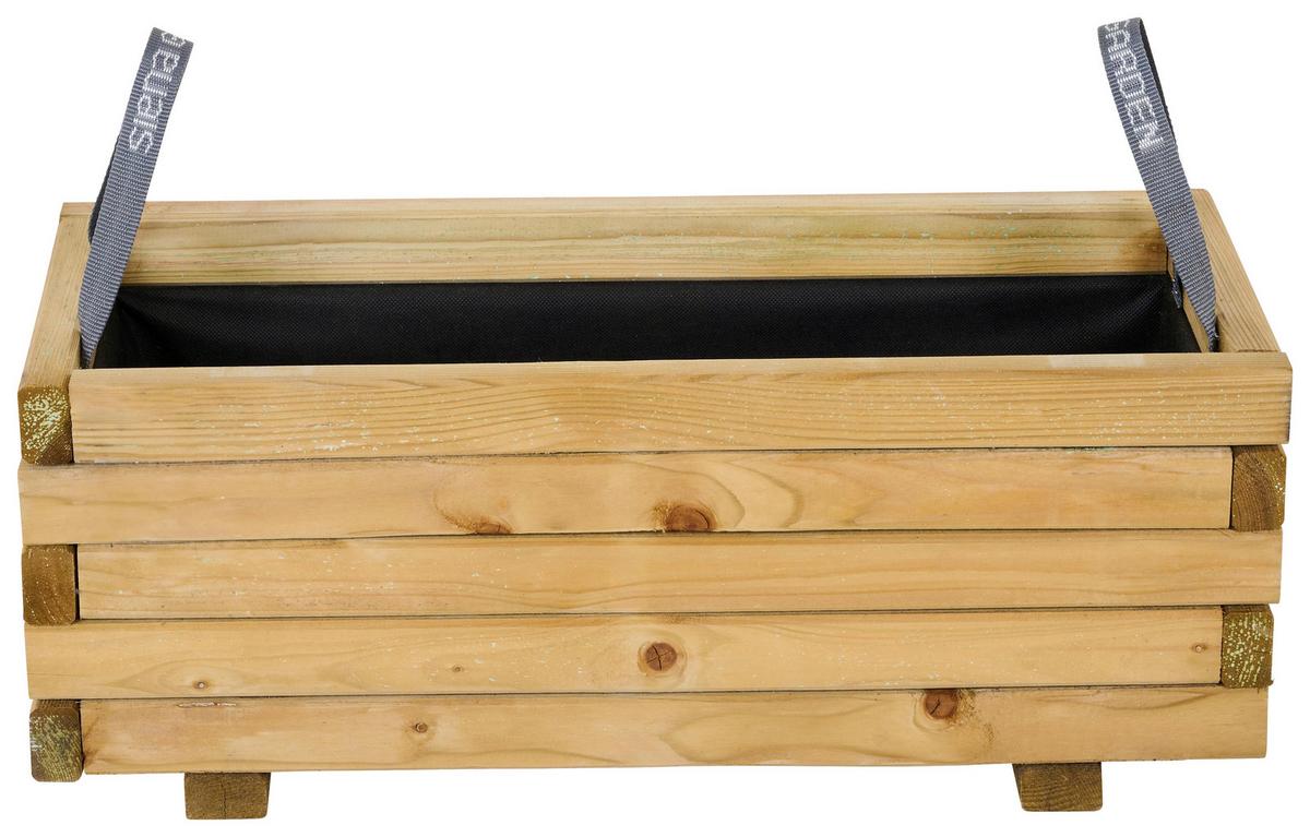 Blumenkasten Schwarz Kieferfarben B: 70 Cm - Schwarz/Kieferfarben, Basics, Holz/Textil (70/30/30cm) - Siena Garden