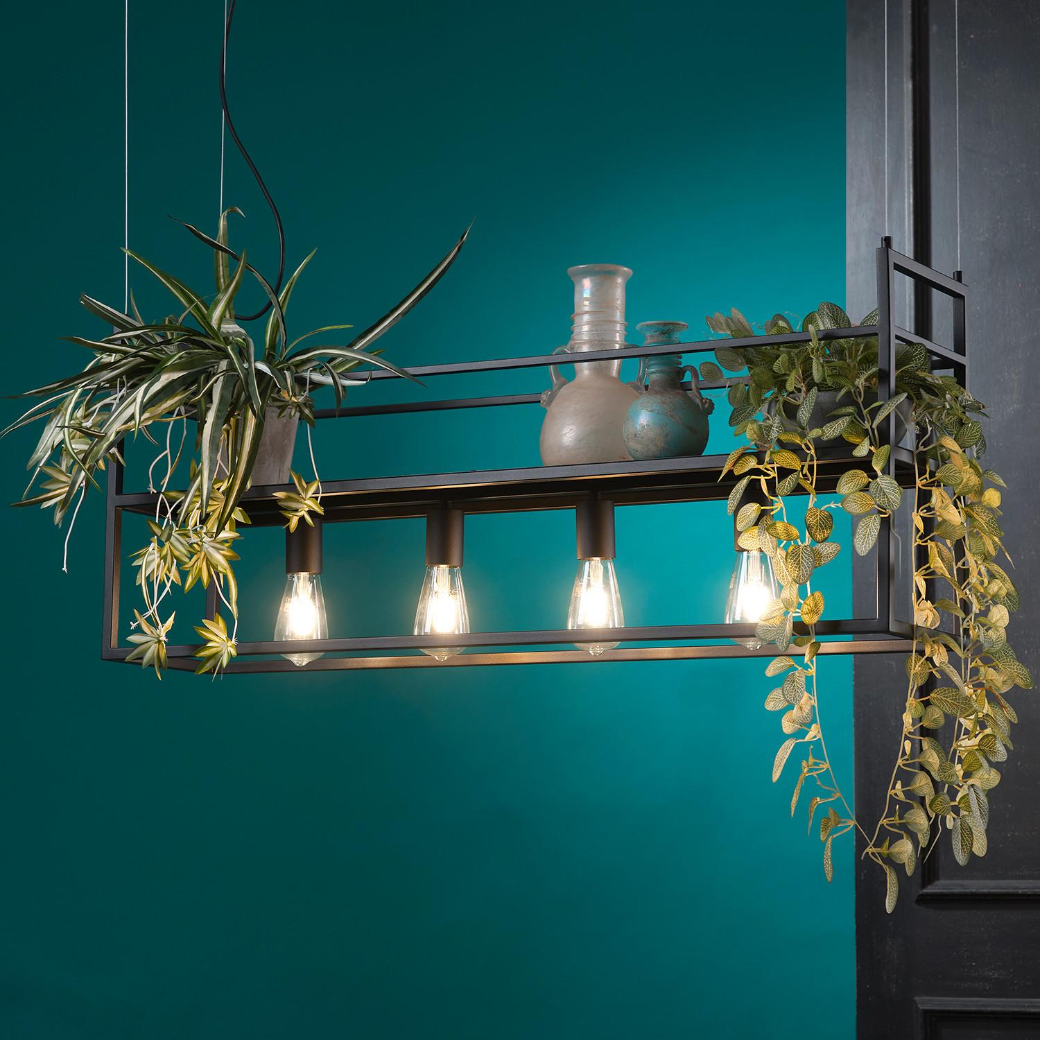 Hängeleuchte 5054/sn H: 160cm 4-Flammig - Schwarz, Basics, Metall (100/20/160cm)