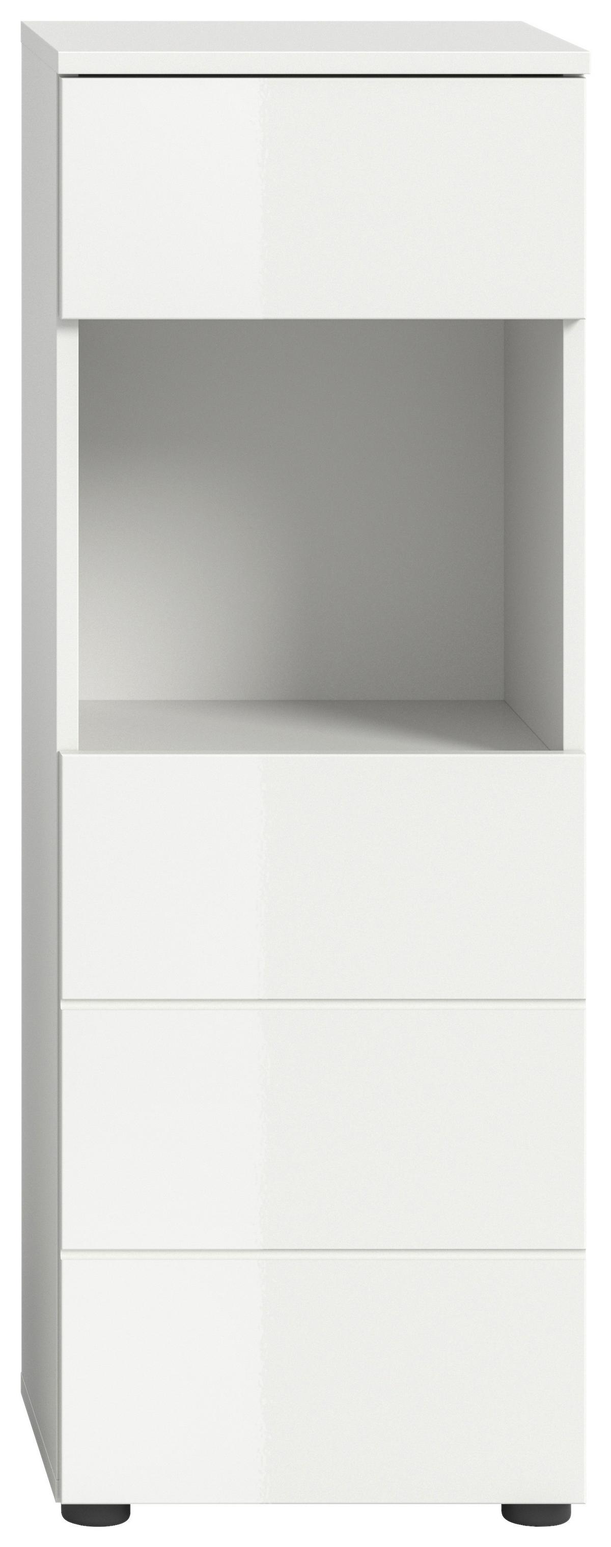 Midischrank Vira Weiß B: 38 cm - Weiß Hochglanz/Schwarz, MODERN, Holzwerkstoff (38/106/34cm) - MID.YOU