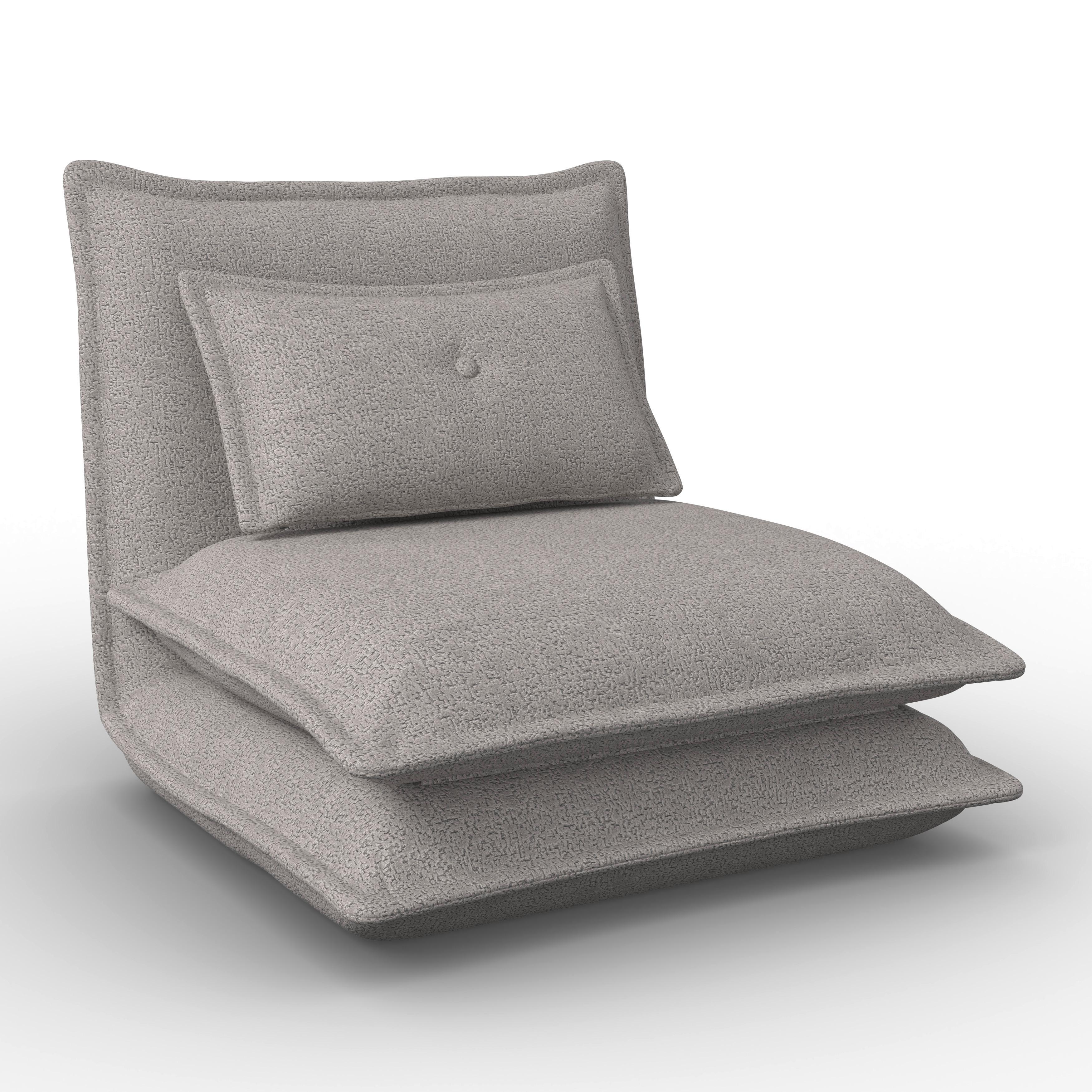 Rozkladacie kreslo TAMARA, svetlosivé buklé, max. 120 kg - svetlosivá, Modern, kov/textil (82/31/69cm) - Bessagi Home