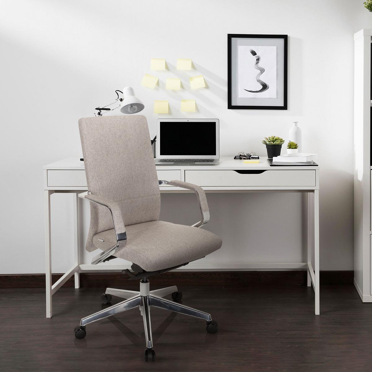 Drehstuhl Bessona Beige - Beige/Silberfarben, MODERN, Kunststoff/Textil (60/105/60cm) - MID.YOU