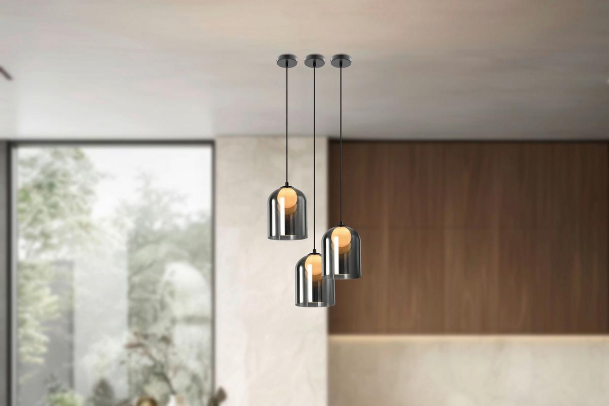 Pendelleuchte 31-38340 Klea - Schwarz/Weiß, Design, Glas/Metall (16/16/100cm)
