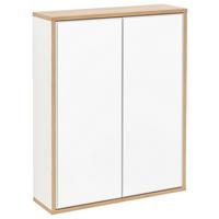 Spiegelschrank Finn 2-Türig BxHxT: 60x75x18,5 cm Weiß/Eiche - Eichefarben/Weiß, MODERN, Glas/Holzwerkstoff (60/75/18,5cm) - MID.YOU
