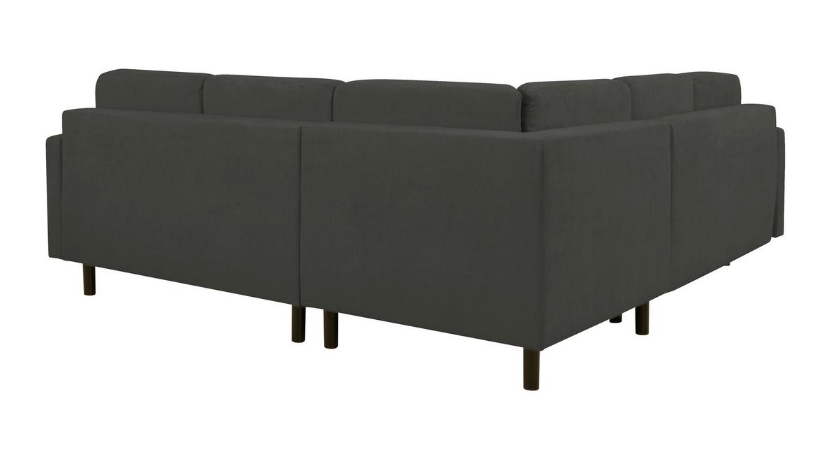 Ecksofa Noret, Schwarz S: 242x242 Cm - Buchefarben/Schwarz, Design, Textil (242/242cm) - MID.YOU