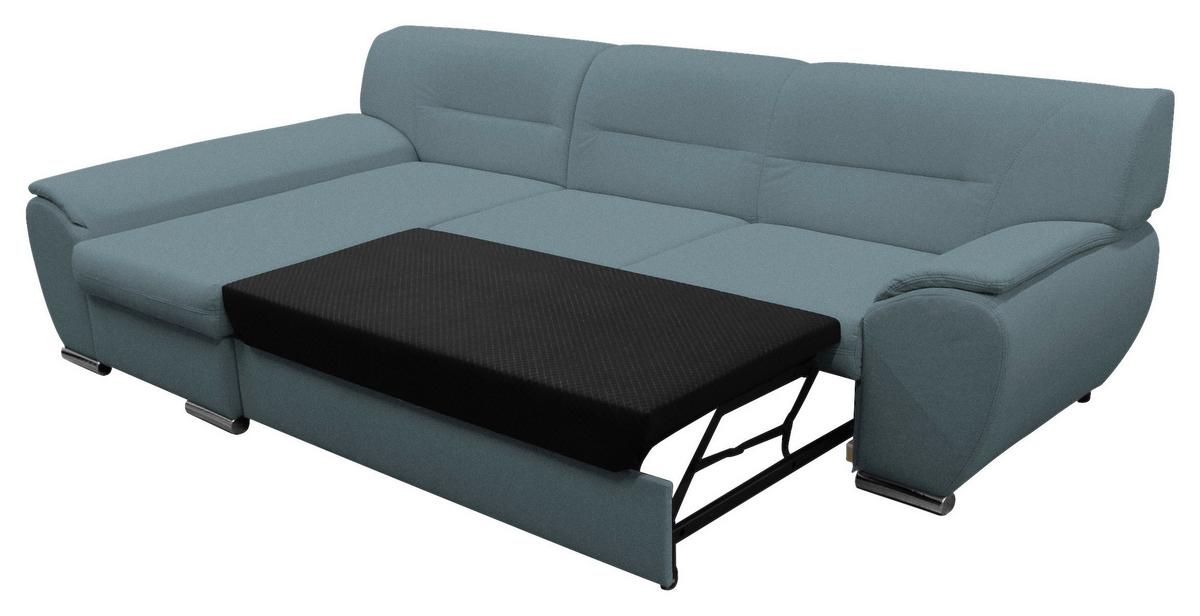 Veratti New Blau Inkl. Schlaffunktion Ottomane Links - Blau/Silberfarben, Design, Textil (167/281cm) - MID.YOU