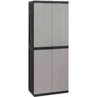 Geräteschrank Groß Hellgrau/schwarz - Hellgrau/Schwarz, Basics, Kunststoff (65/165/37cm)