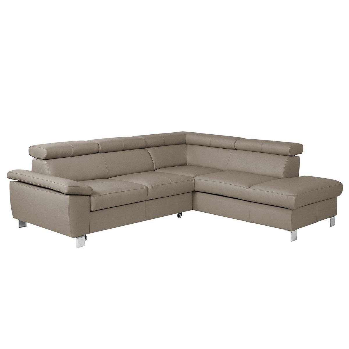 Ecksofa Lugano Teilleder Hellgrau 248x208 - Chromfarben/Hellgrau, Design, Leder/Textil (248/208cm) - Livetastic