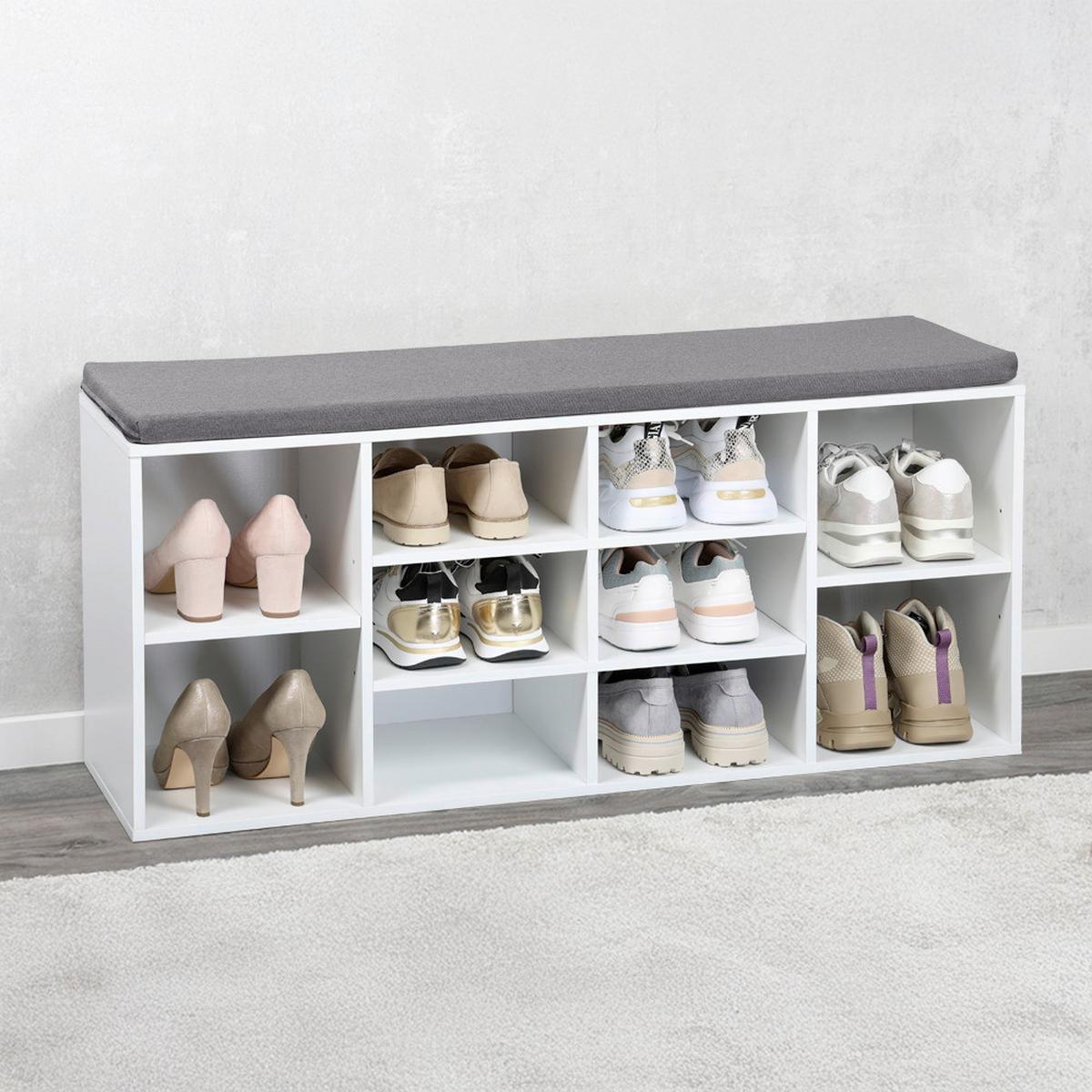 GARDEROBENBANK Weiß/Grau B: 103,5cm - Weiß/Grau, Basics, Holzwerkstoff/Textil (103,5/48/29,5cm) - Kesper