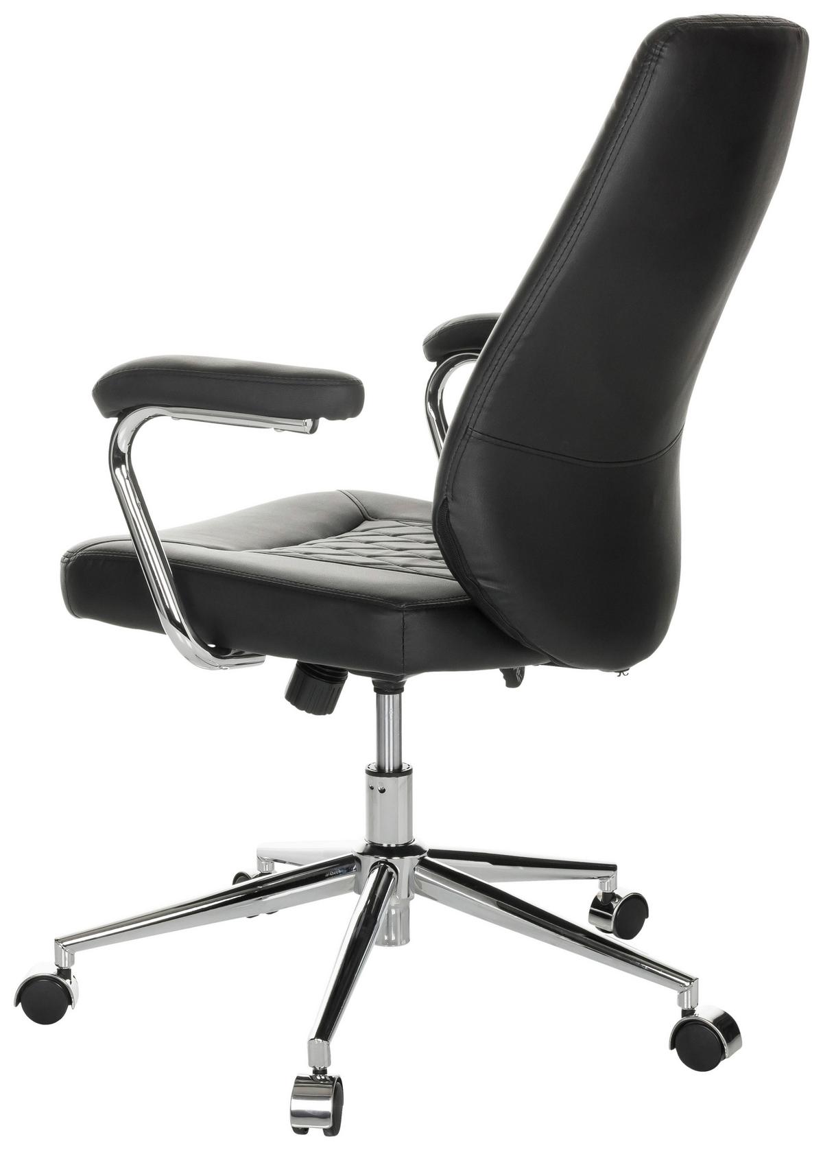 Drehstuhl Theo I - Silberfarben/Schwarz, Basics, Leder/Kunststoff (68/96-103/68cm) - MID.YOU