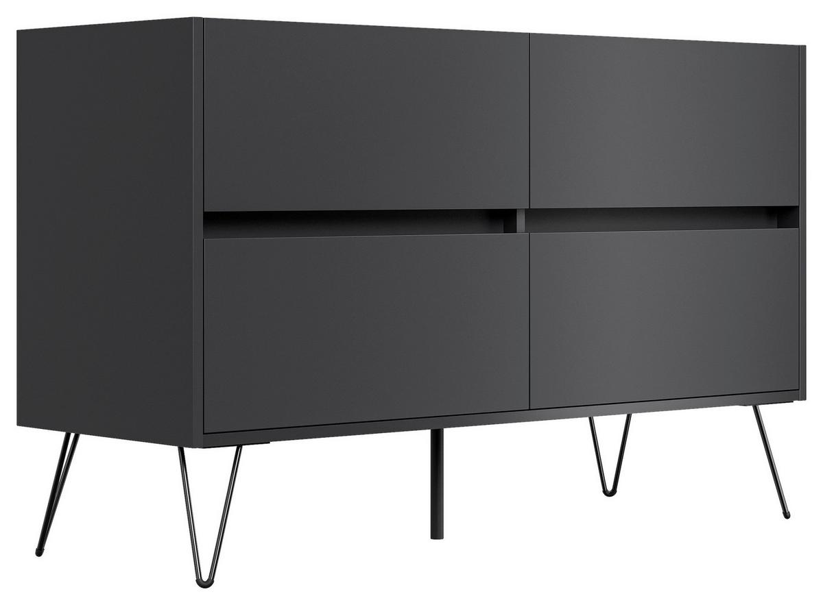 Sideboard Posseik Industrial Graphit/Eichefarben B: 119 cm - Eichefarben/Schwarz, Design, Holzwerkstoff (119/75/42cm) - MID.YOU