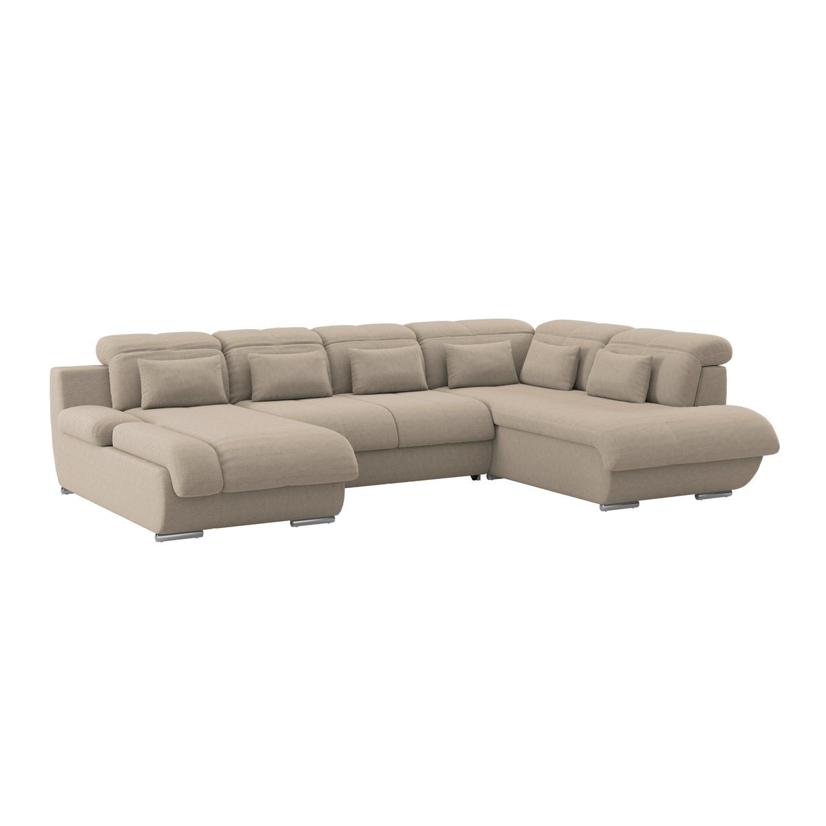 Wohnlandschaft Multi mit Schlaffunktion Braun - Chromfarben/Braun, MODERN, Textil (228/345/184cm) - Luca Bessoni