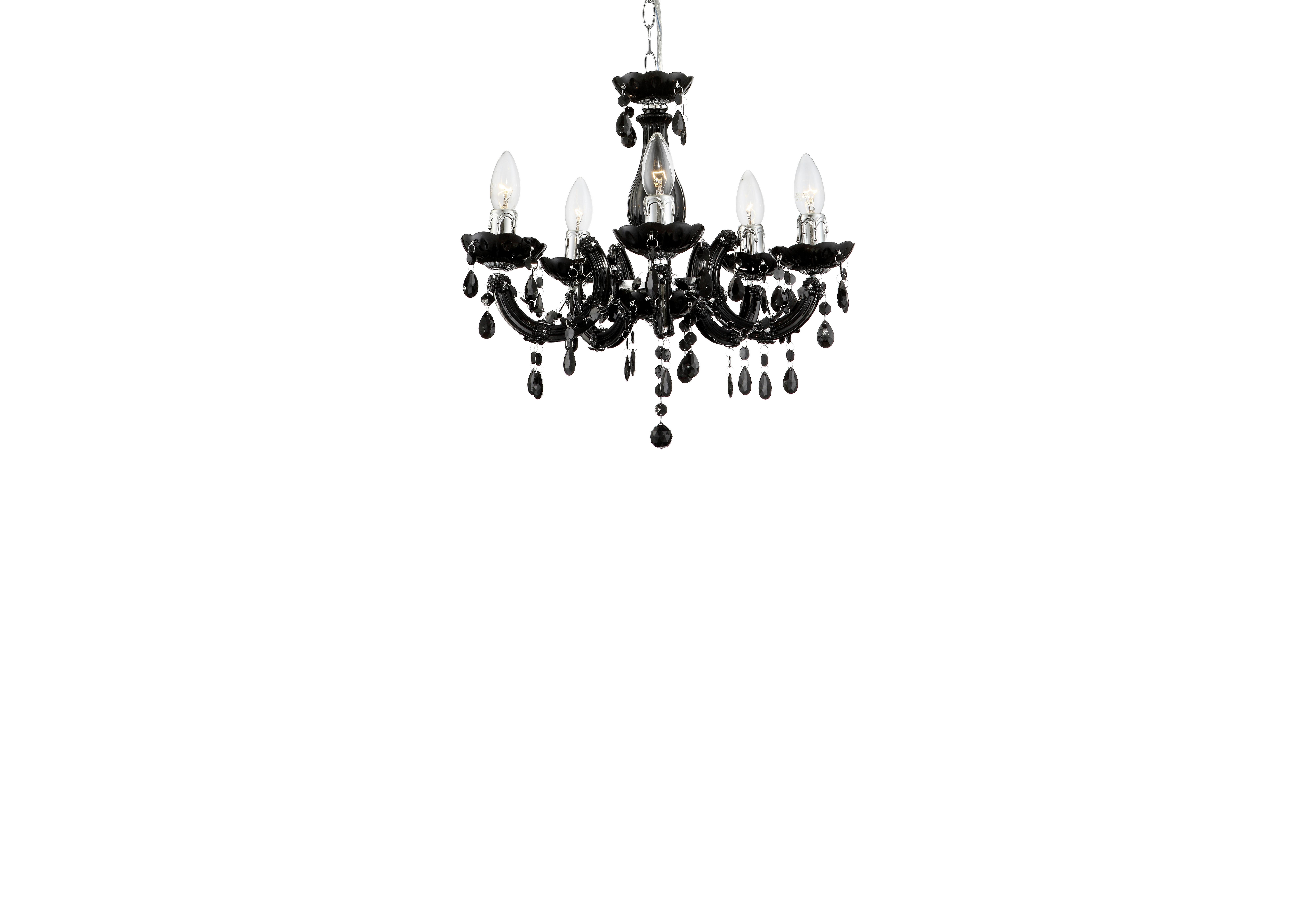 Hängeleuchte Lexi H: 128 cm 5-Flammig - Chromfarben/Schwarz, KONVENTIONELL, Kunststoff/Metall (128cm) - Ondega