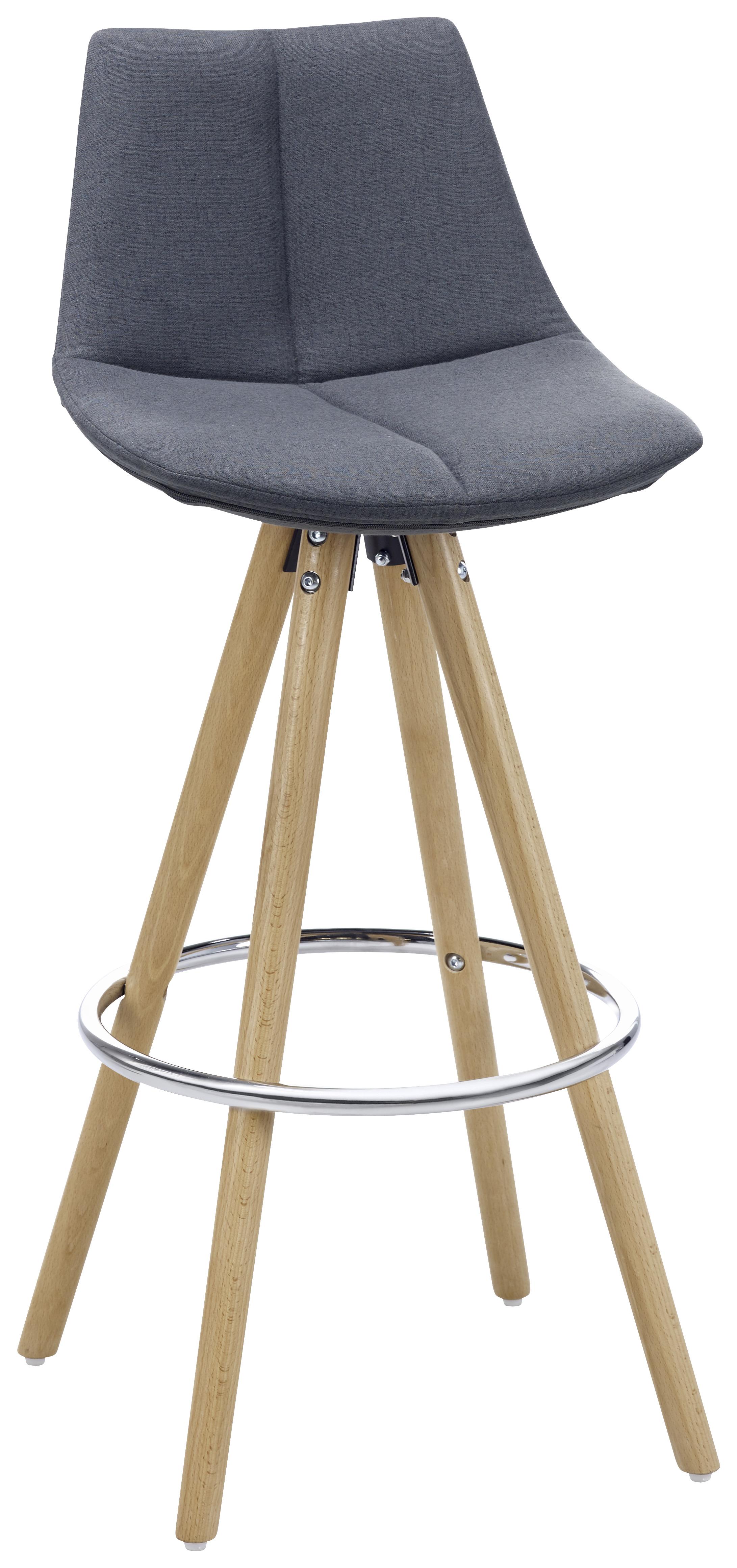 Barová Židle Nelo - šedá/barvy buku, Moderní, kov/dřevo (42/100/33cm) - Modern Living