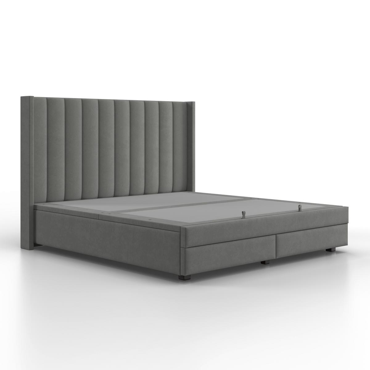 Čalúnená posteľ MAYA 180x200, sivá - sivá/tmavohnedá, Modern, kov/drevo (180/200cm) - Bessagi Home