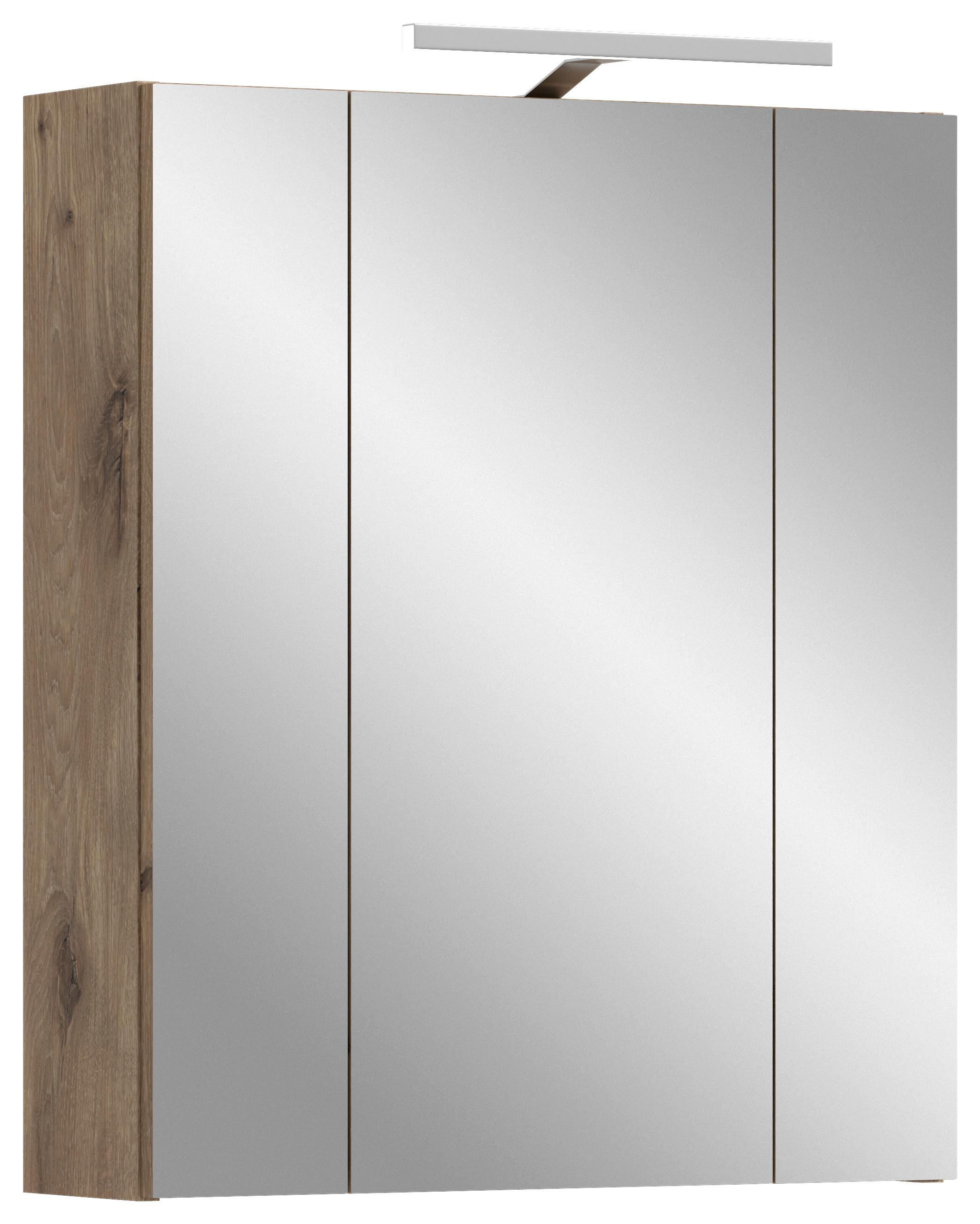 Spiegelschrank Ice Schwarz/Eiche Dekor B: 60cm - Eiche dunkel, Basics, Glas/Holzwerkstoff (60/70/18cm) - MID.YOU