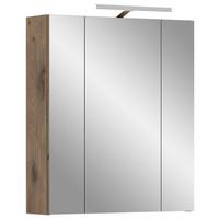 Spiegelschrank Ice Schwarz/Eiche Dekor B: 60cm - Eiche dunkel, Basics, Glas/Holzwerkstoff (60/70/18cm) - MID.YOU