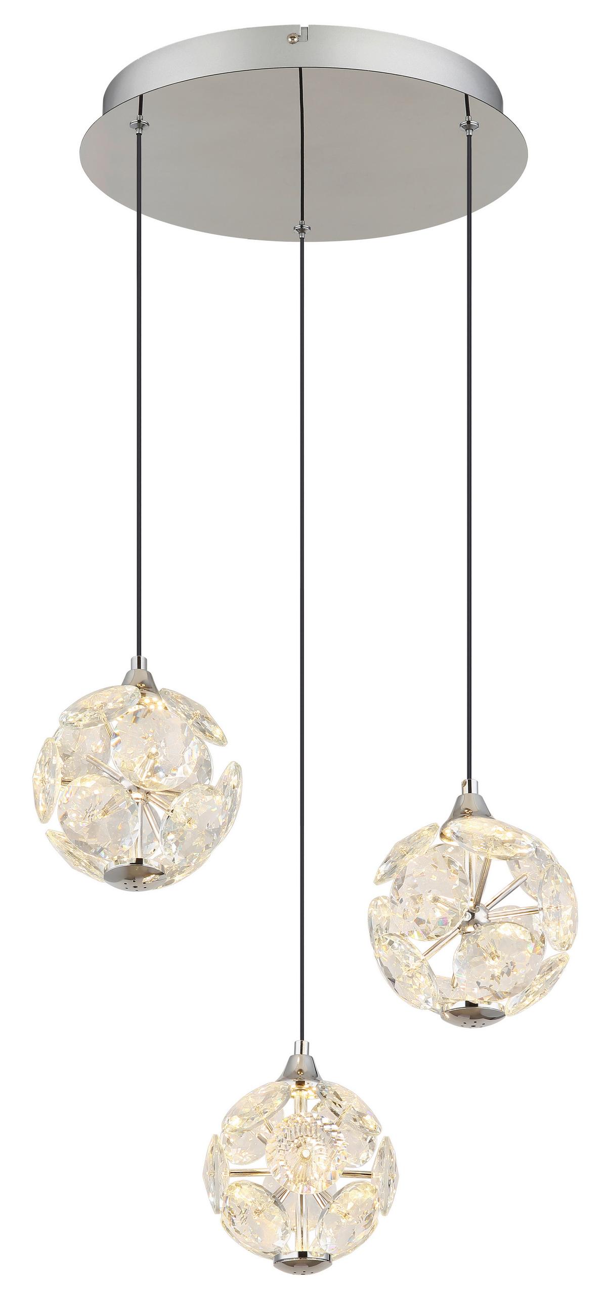 LED-Hängeleuchte Virina D:42cm Klar Schwarz Chromfarben - Klar/Chromfarben, KONVENTIONELL, Glas/Kunststoff (42/15cm) - Globo