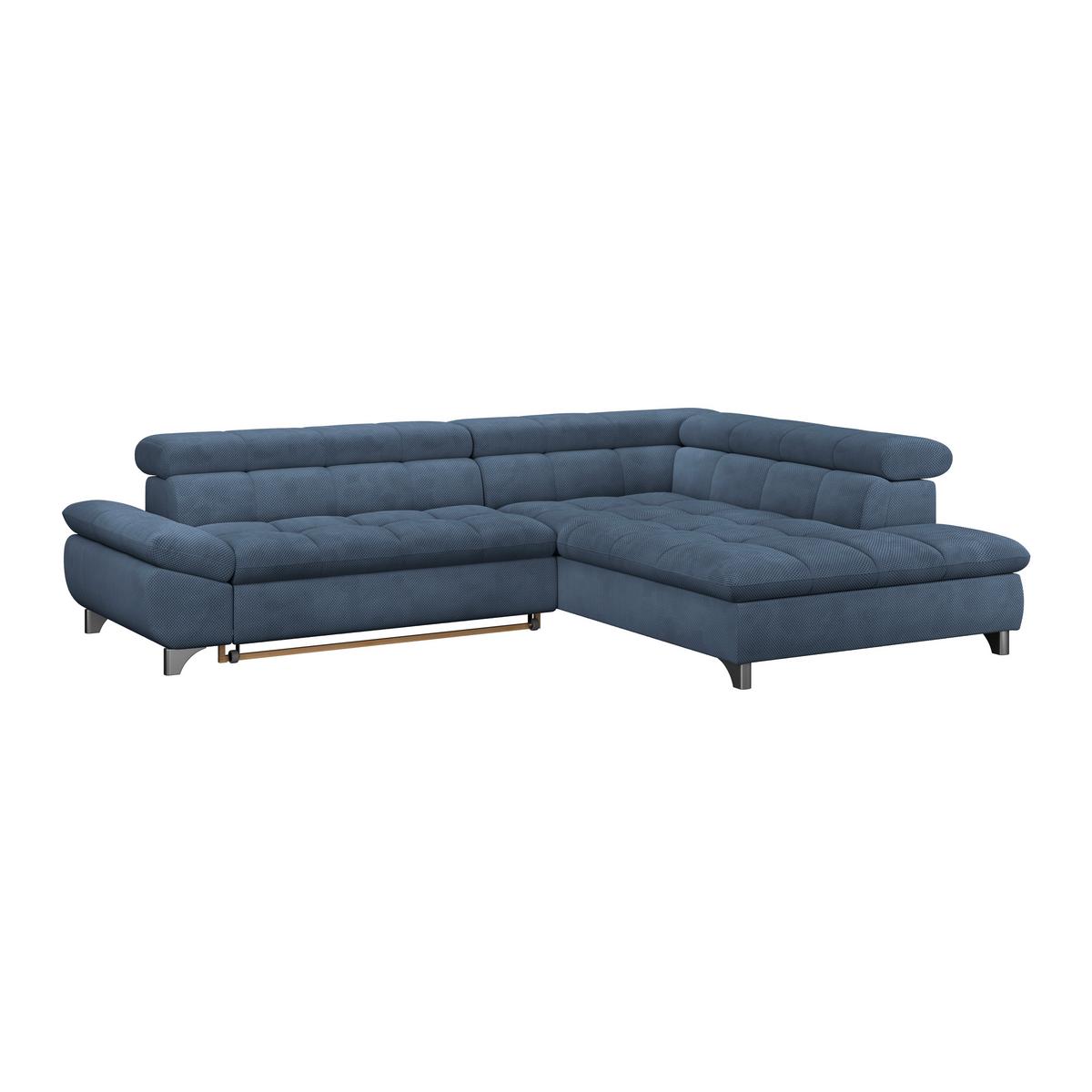 Ecksofa Gemini Dunkelblau, B: 312cm - Chromfarben/Dunkelblau, KONVENTIONELL, Textil (312/234cm)
