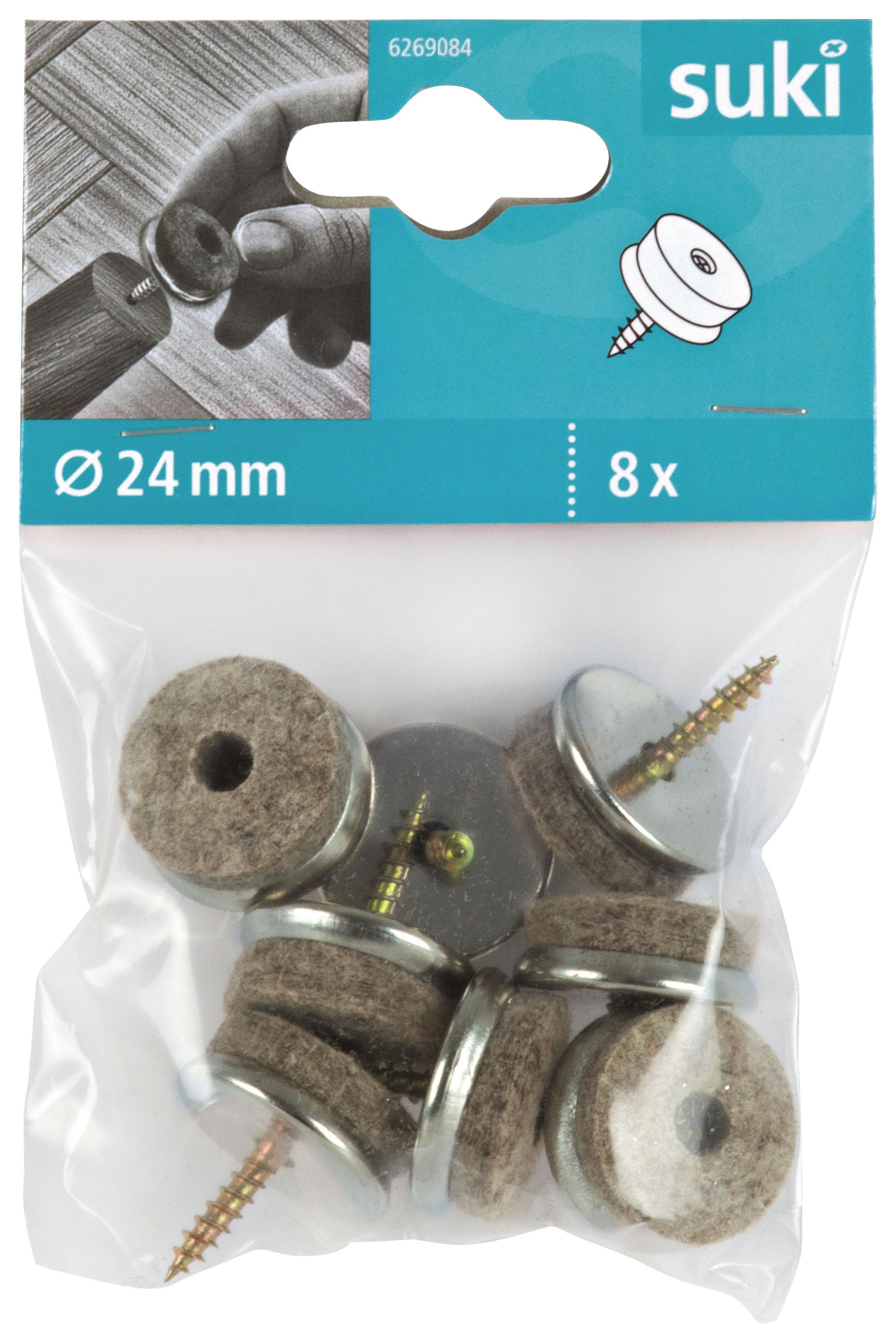 Filzgleiter DM: 24mm, 8 Stück - Silberfarben, Kunststoff/Metall (2,4cm) - Suki