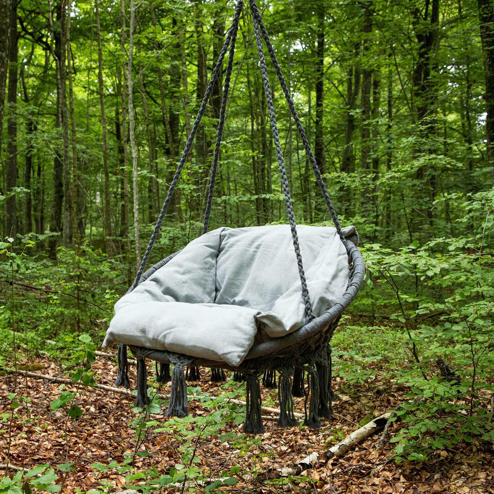 Hängesessel Hamtic Mit Sitz- und Rückenkissen - Grau, KONVENTIONELL, Textil (80/90/60cm) - Gardenson