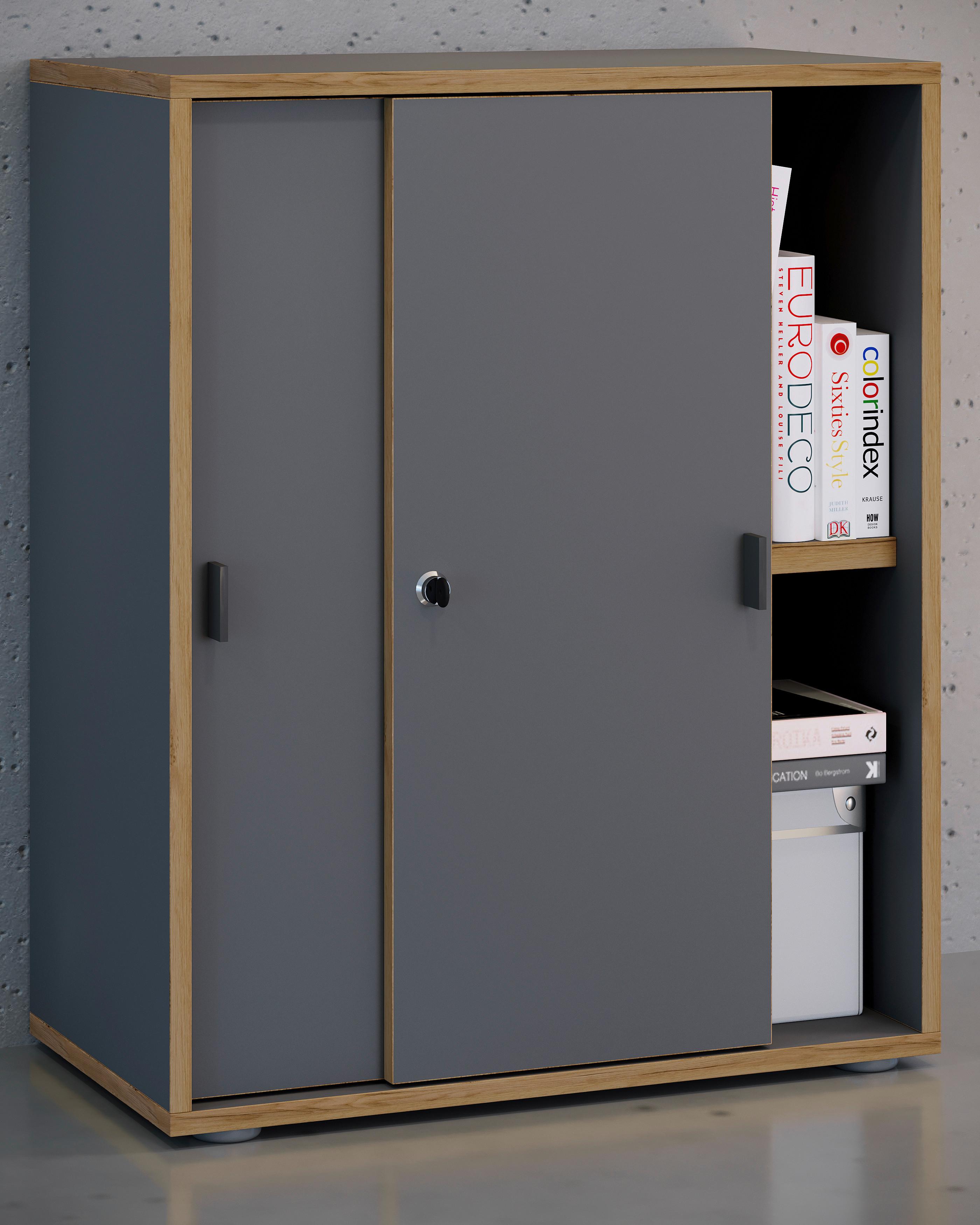Aktenschrank Salia Anthrazit, Honigeiche B: 60 cm - Honigeiche/Anthrazit, Design, Holzwerkstoff (60/74/37cm) - MID.YOU