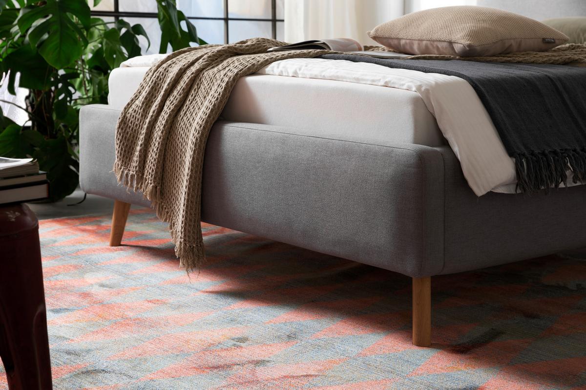 Polsterbett Mattis 140x200cm Hellgrau, Inkl. Bettkasten - Eichefarben/Hellgrau, Design, Holz/Textil (140/200cm) - Livetastic