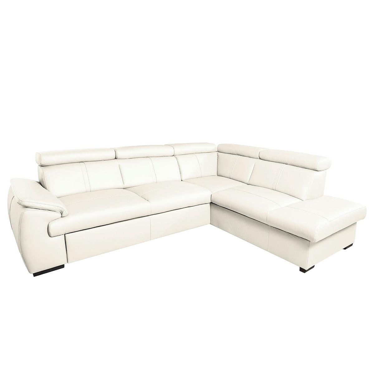 Ecksofa City Weiß B: 265x211 Cm - Wengefarben/Weiß, Design, Leder (265/211cm) - Livetastic