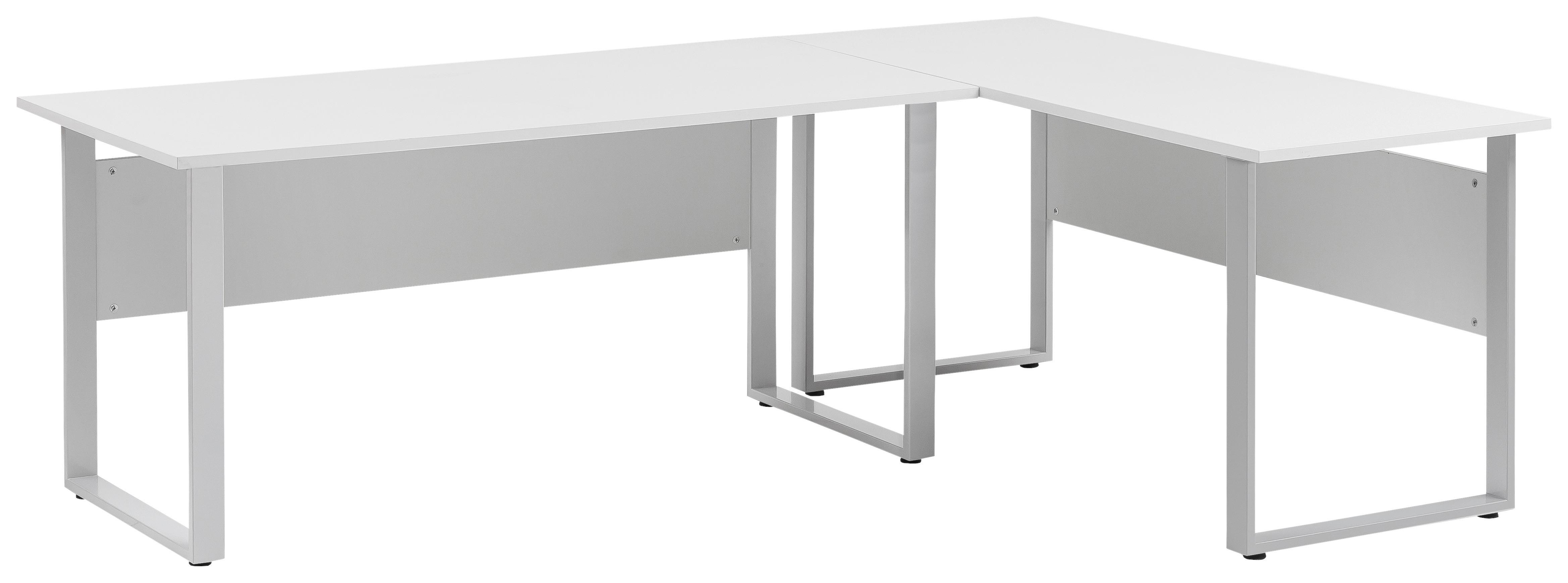 Schreibtisch Schreib+beistellt. 1600 - Silberfarben/Hellgrau, MODERN, Holzwerkstoff/Metall (160/235/73,2cm) - MID.YOU