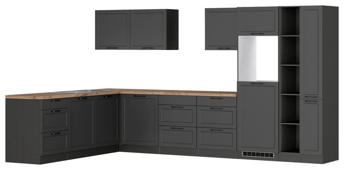 Eckküche Meran Ohne Geräte 240x360 Cm Grau/eiche Dekor - Eiche Wotan/Weiß, LIFESTYLE, Holzwerkstoff (240/360cm) - Held