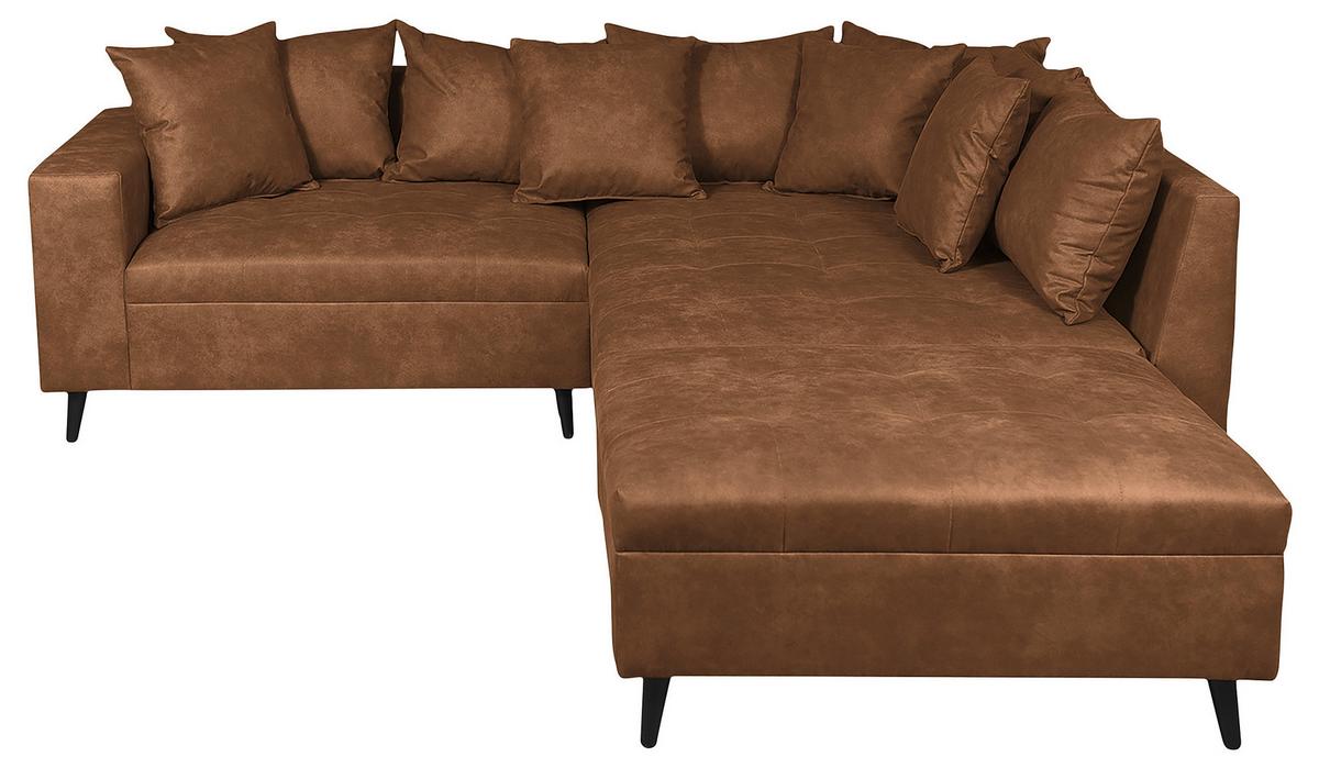 Ecksofa Pruno, Braun S: 247x174 Cm - Schwarz/Braun, Design, Textil (247/174cm) - MID.YOU