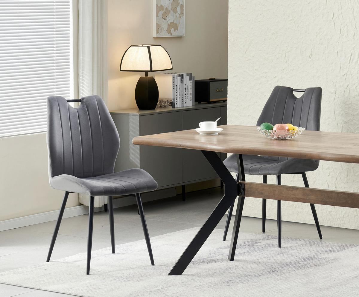 Stuhl-Set Christin Anthrazit B: 52 cm - Anthrazit/Schwarz, MODERN, Textil/Metall (52/75/58cm) - MID.YOU