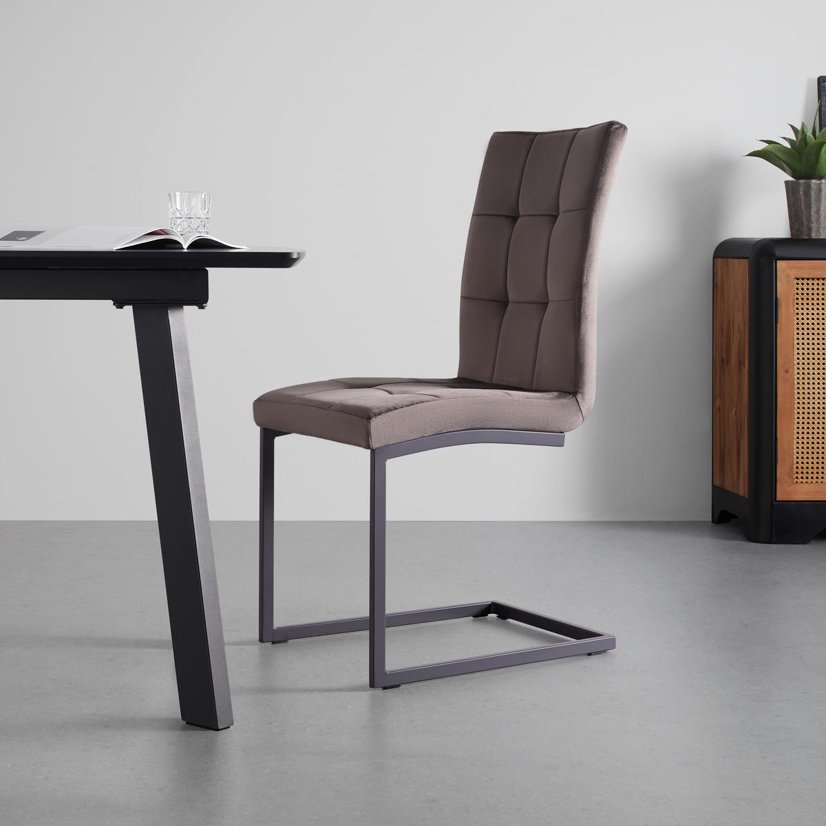 Dvoudílná sada židlí MELA hnědá/šedá - šedá/černá, Moderní, kov/textil (44/95/60cm) - PBJ