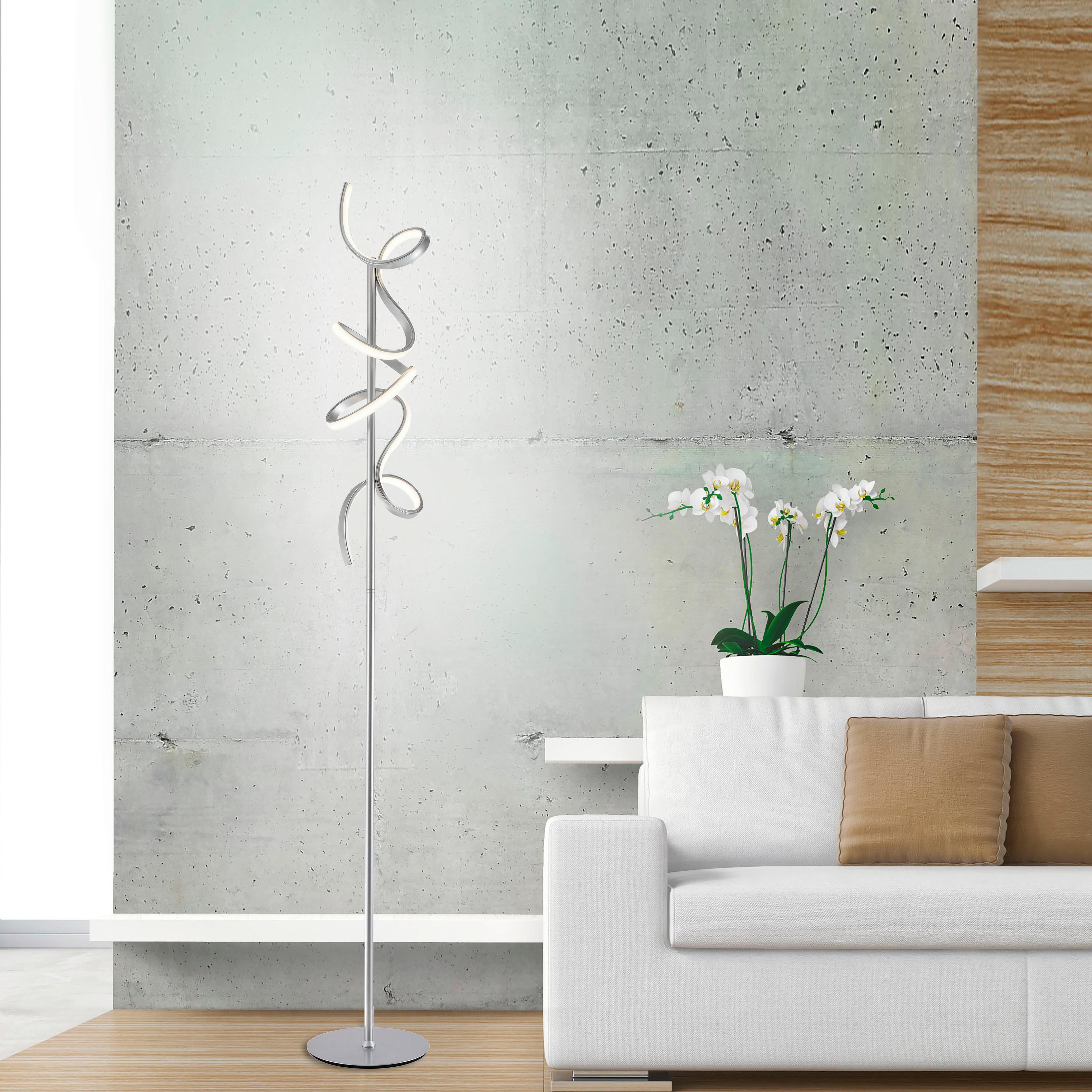 LED-Stehlampe dimmbar Silberfarben Spiralförmig - Silberfarben, Design, Metall (22/22/156cm)