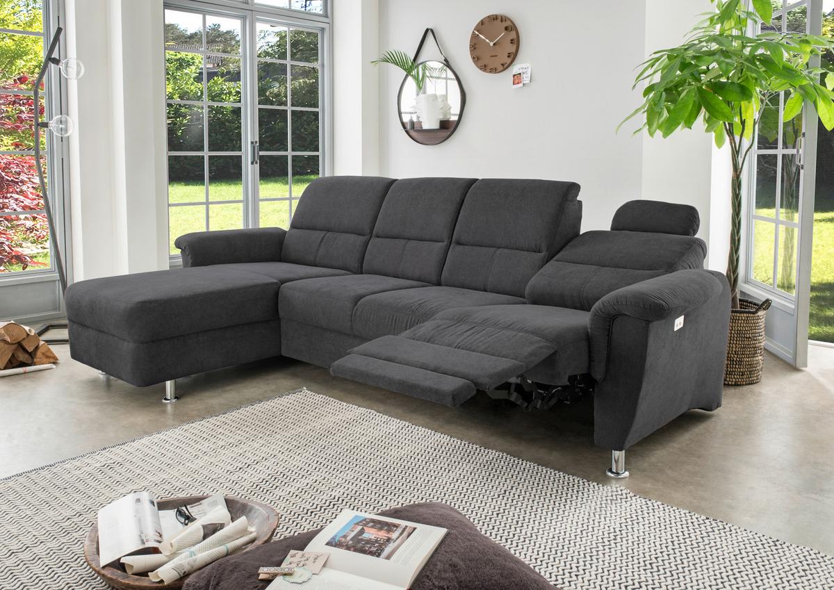 Ecksofa Parole Schwarz S: 165/292 Cm - Chromfarben/Schwarz, KONVENTIONELL, Textil (165/292cm) - Livetastic