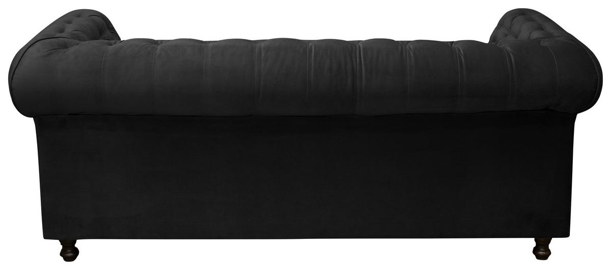 Chesterfield-Sofa Cardiff Anthrazit 3-Sitzer Samt - Wengefarben/Anthrazit, Basics, Textil (205/80/90cm) - P & B