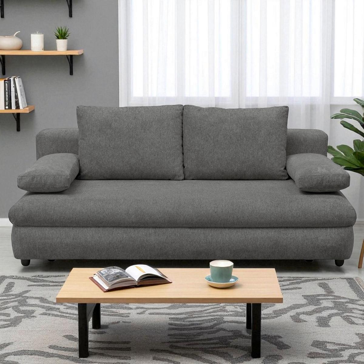 Schlafsofa Olso Dunkelgrau, Lf: 200x140 Cm - Dunkelgrau/Schwarz, Trend, Holz/Kunststoff (205/72/100cm)
