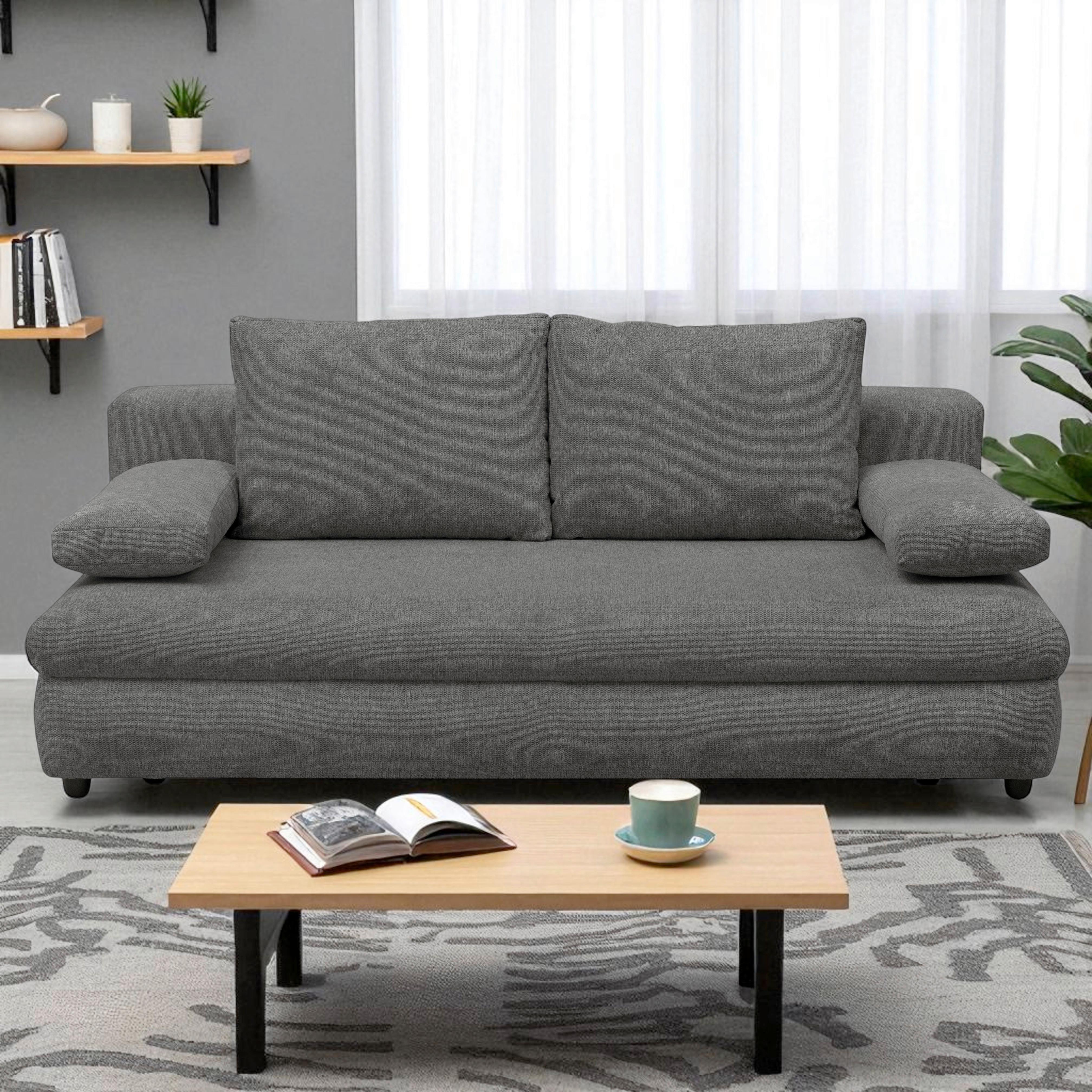 Schlafsofa Olso Dunkelgrau, Lf: 200x140 Cm