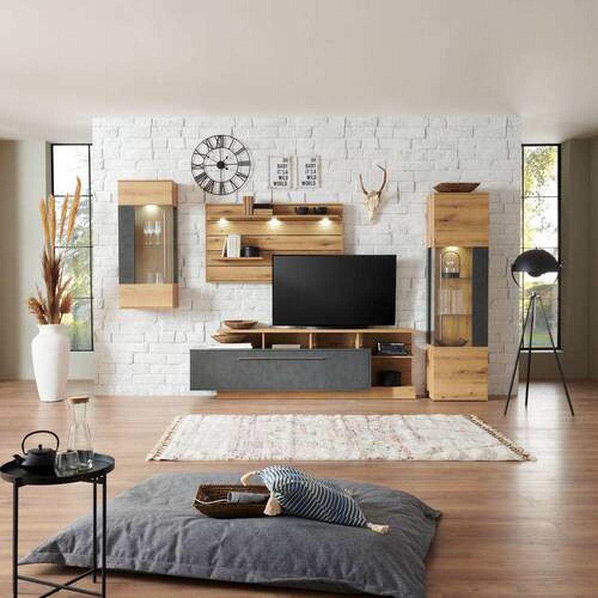 Vitrine Limit B: 52 cm Coast Evoke Eiche Dekor/Matera - MODERN, Glas/Holzwerkstoff (52/201/40cm)