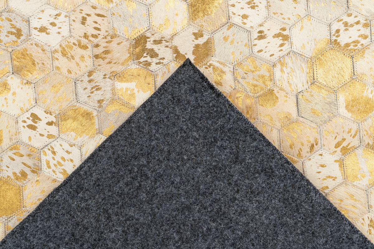 Lederteppich Ravi 400 - Goldfarben, KONVENTIONELL, Leder (160/230cm)