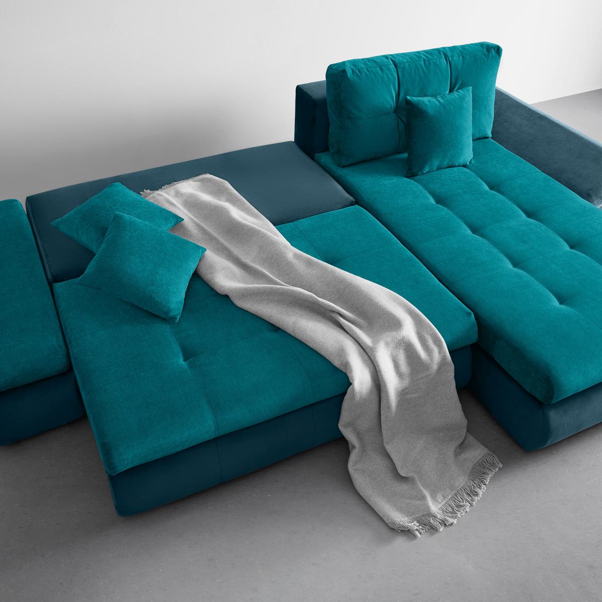 Rohová sedačka ENRICO, oboustranná, petrolejová - petrolej/černá, Konvenční, kov/textil (303/88/185cm) - Based