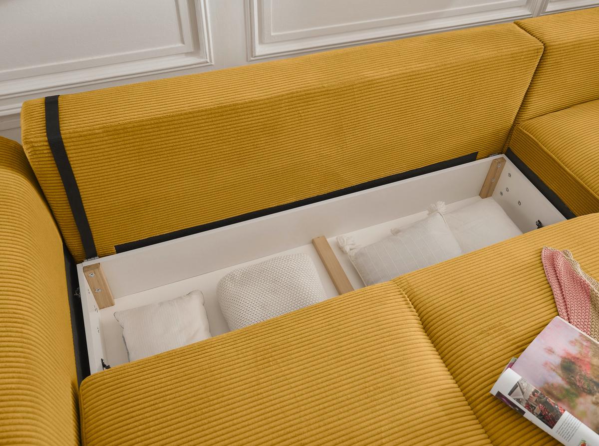 Ecksofa Maureen Gelb S: 318x197 Cm - Gelb/Schwarz, KONVENTIONELL, Textil (318/197cm) - MID.YOU