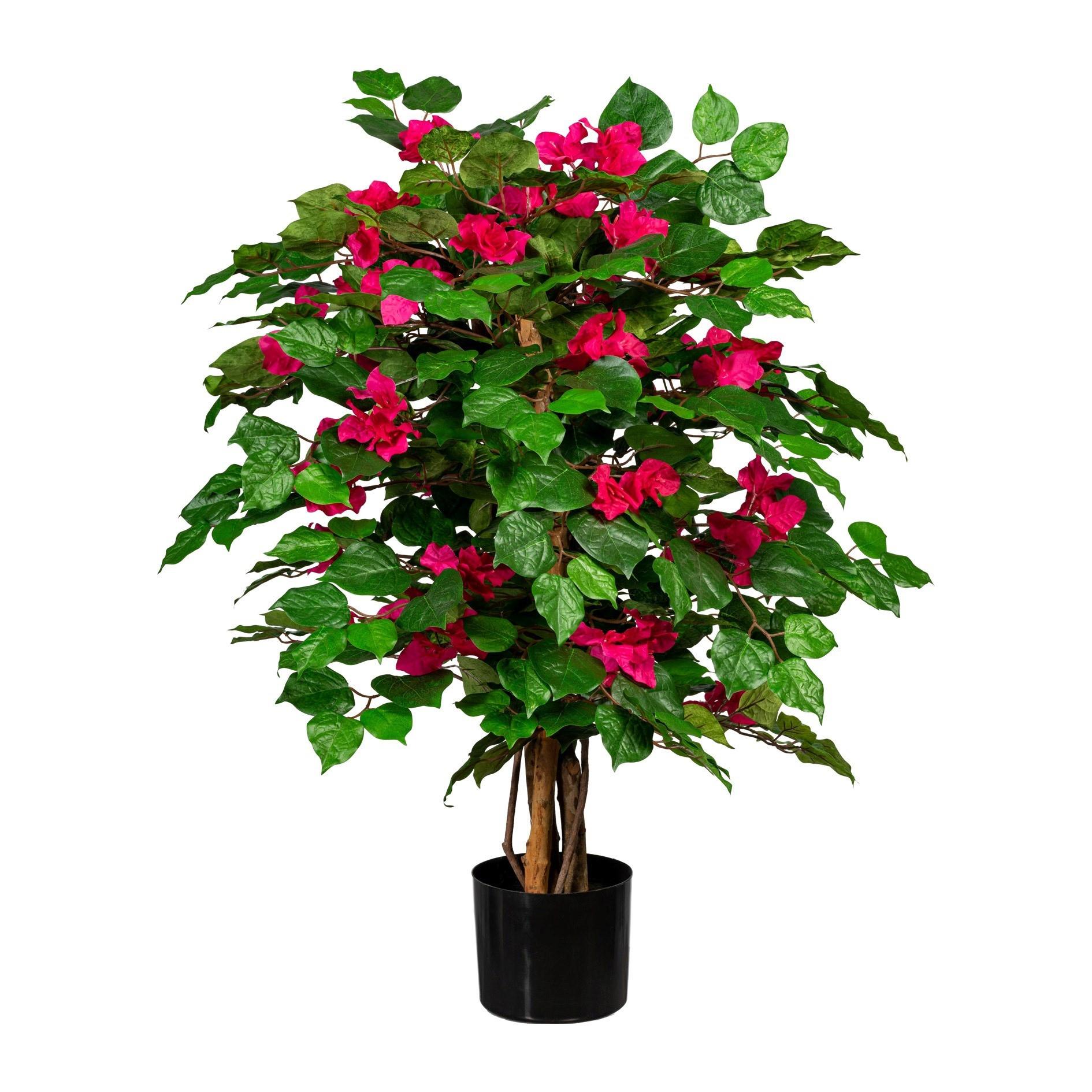 Kunstpflanze Bougainvillea H: 100 Cm - Rot/Schwarz, Design, Kunststoff (100cm) - P & B