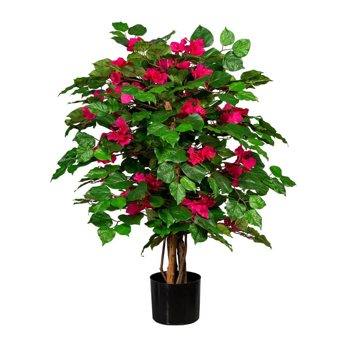 Kunstpflanze Bougainvillea H: 100 Cm - Rot/Schwarz, Design, Kunststoff (100cm) - P & B
