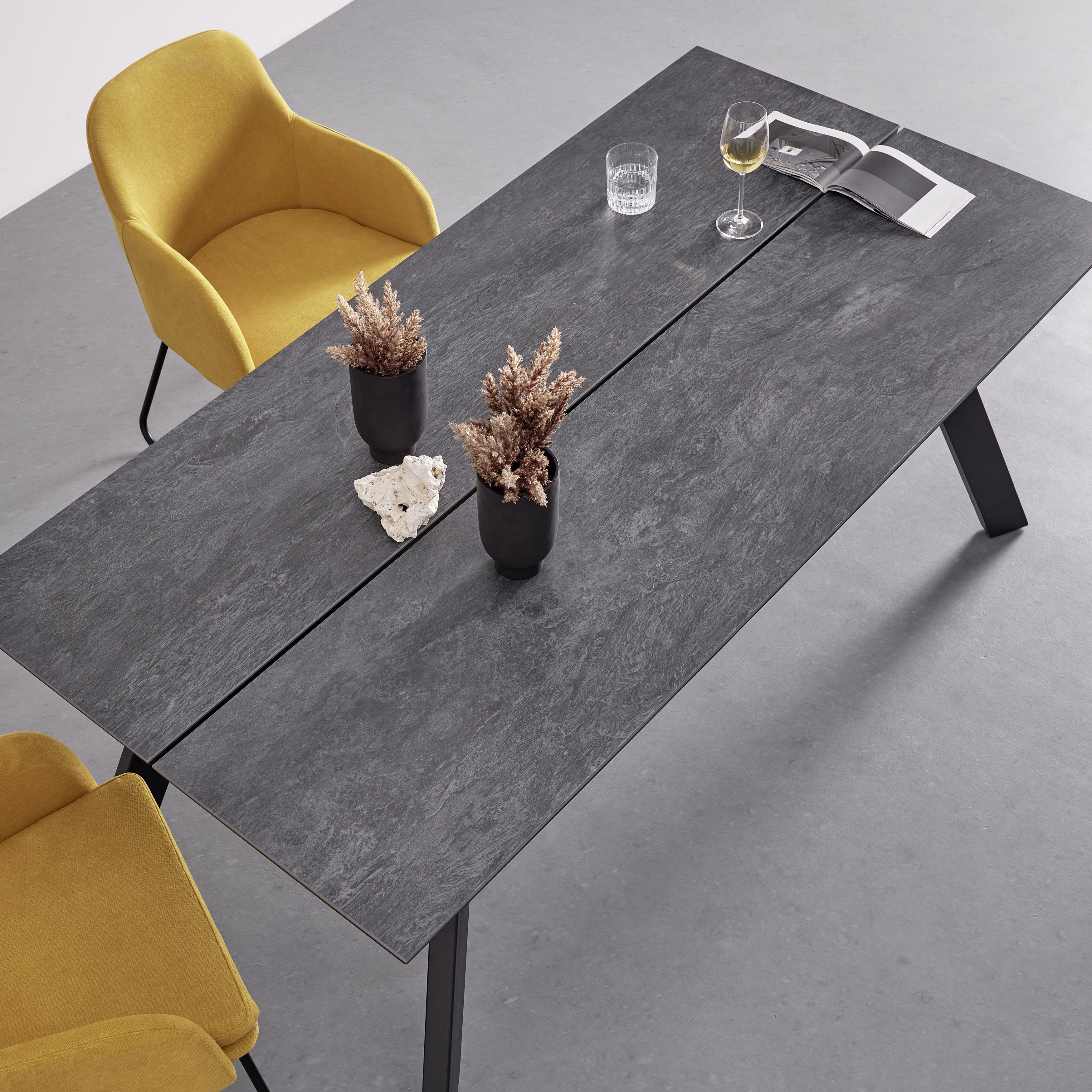 Jídelní Stůl Litta 180x90 Cm - černá/tmavě šedá, Moderní, kov (90/180/76cm) - P & B