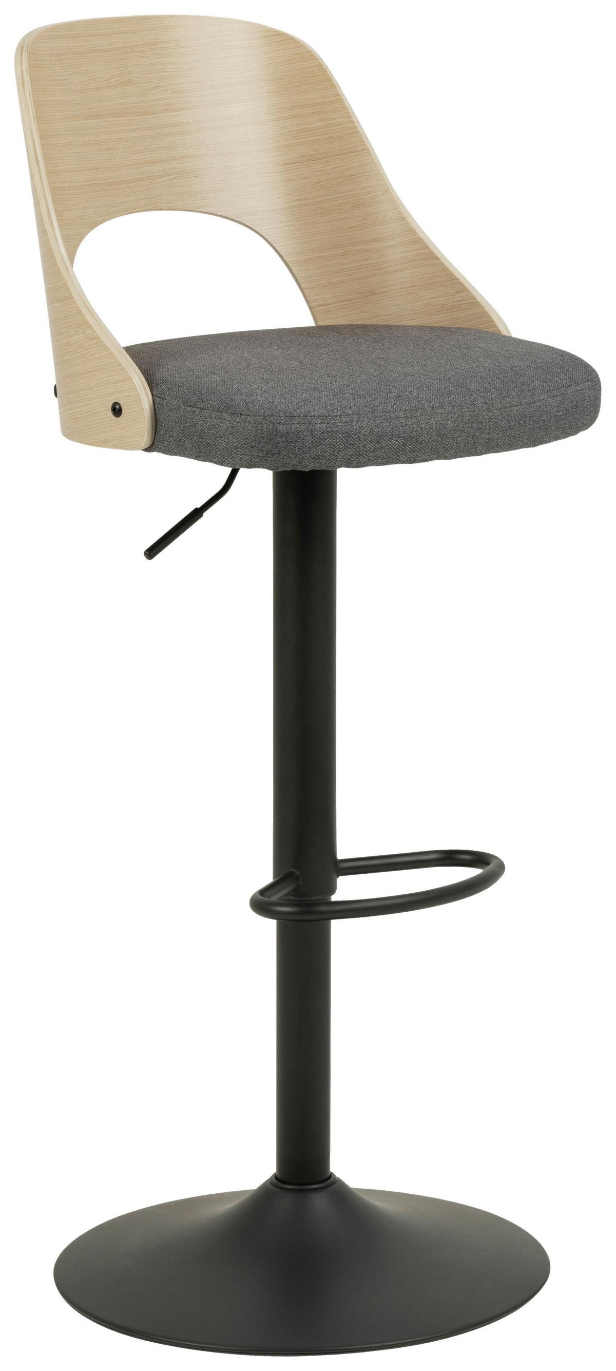 Barová stolička LUCY - čierna/farba duba, Design, kov/drevo (47/113/51cm) - Mömax