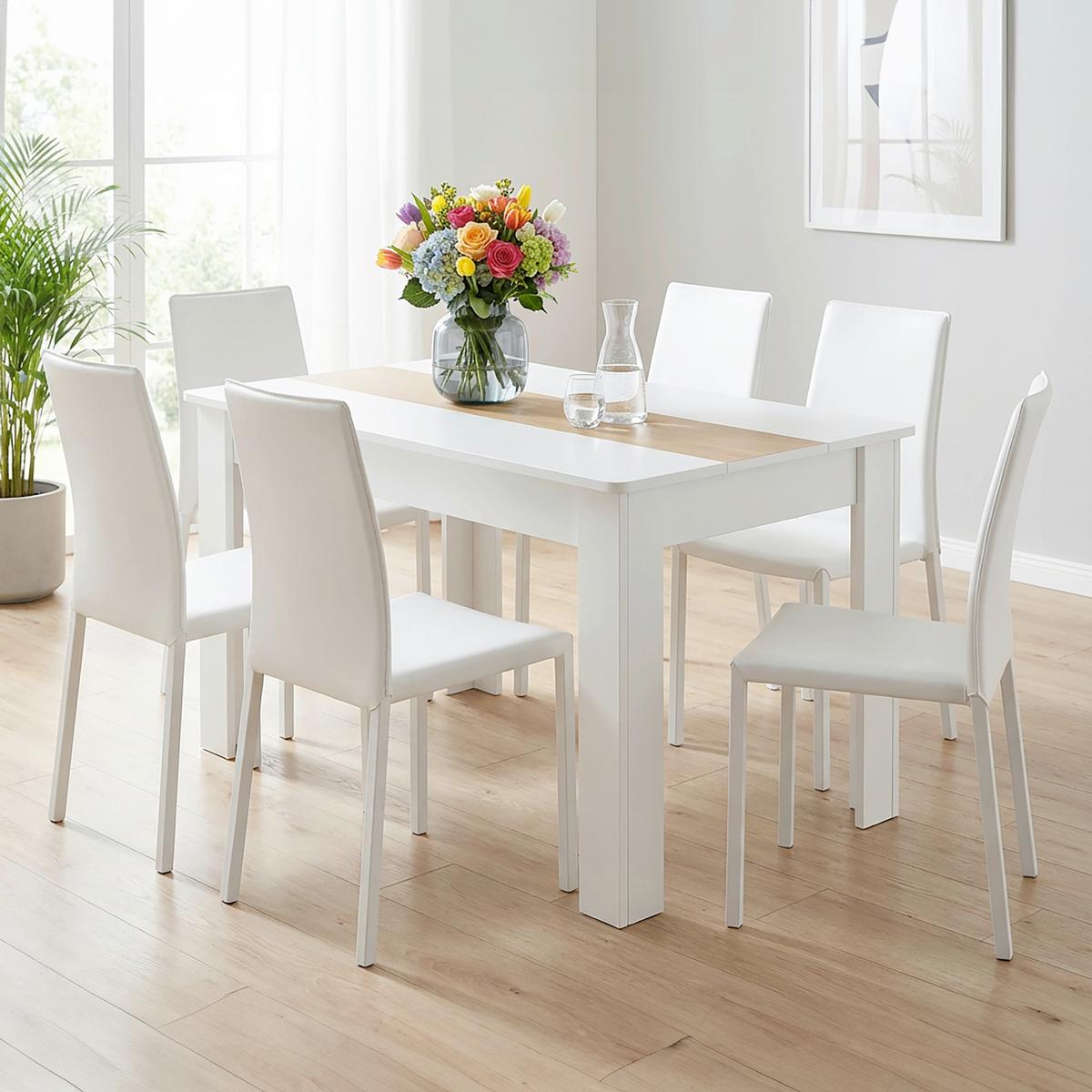 Esstisch Disalo Weiß/Honigeiche L: 140cm - Honigeiche/Weiß, MODERN, Holzwerkstoff (140/80/75cm) - MID.YOU
