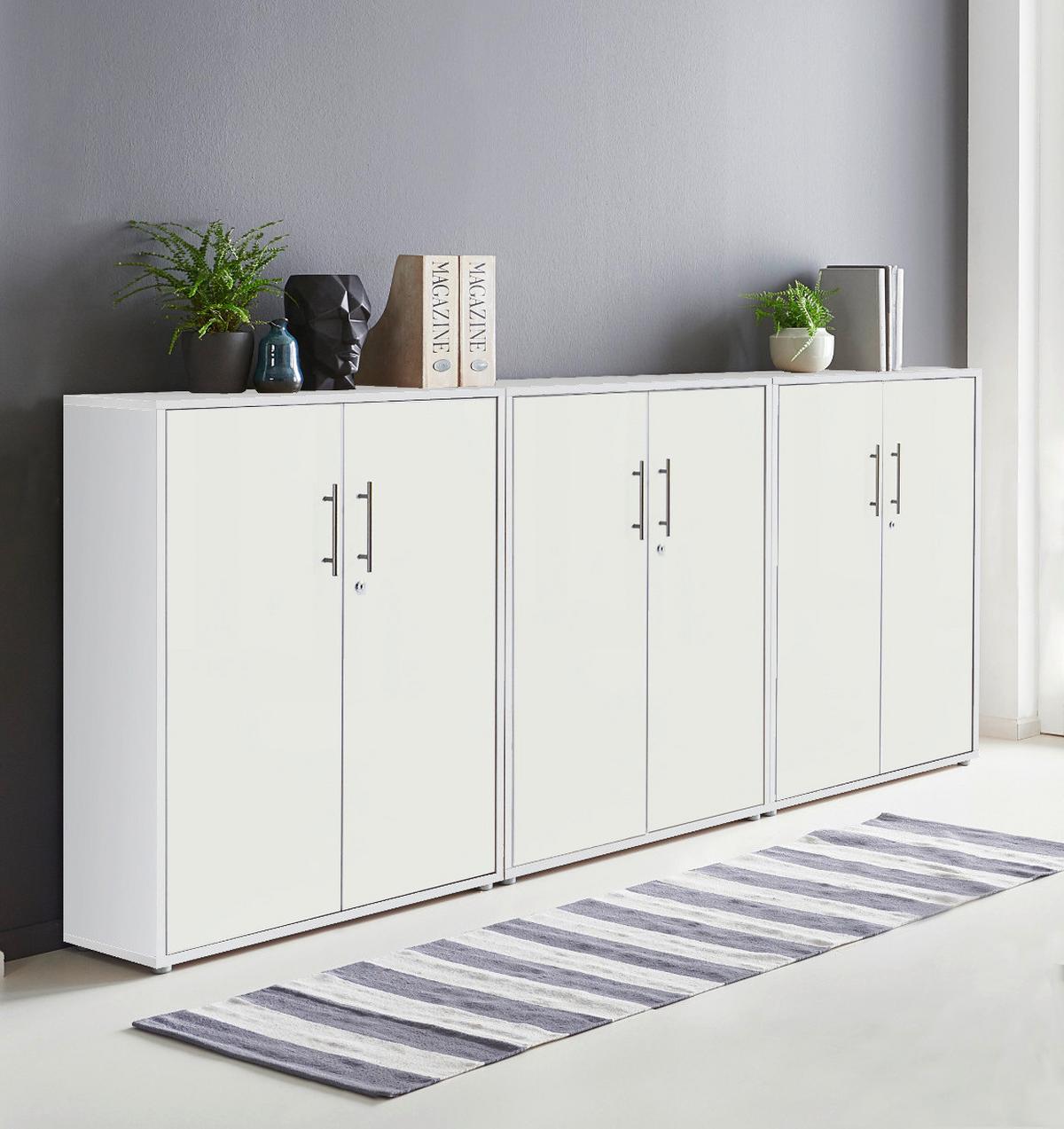 Aktenschrank Office Edition Weiß B: 253,2cm - Weiß, MODERN, Holzwerkstoff (253,2/113,6/33cm) - MID.YOU